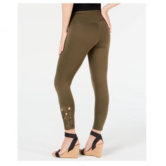 INC International Concepts Pants - INC Lattice Ankle Shaping Leggings (XL, Olive)